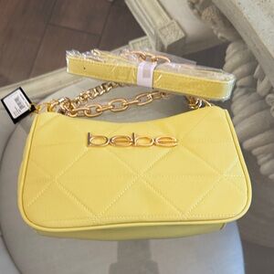 Bebe Lemon Crossbody Bag with Gold Accents